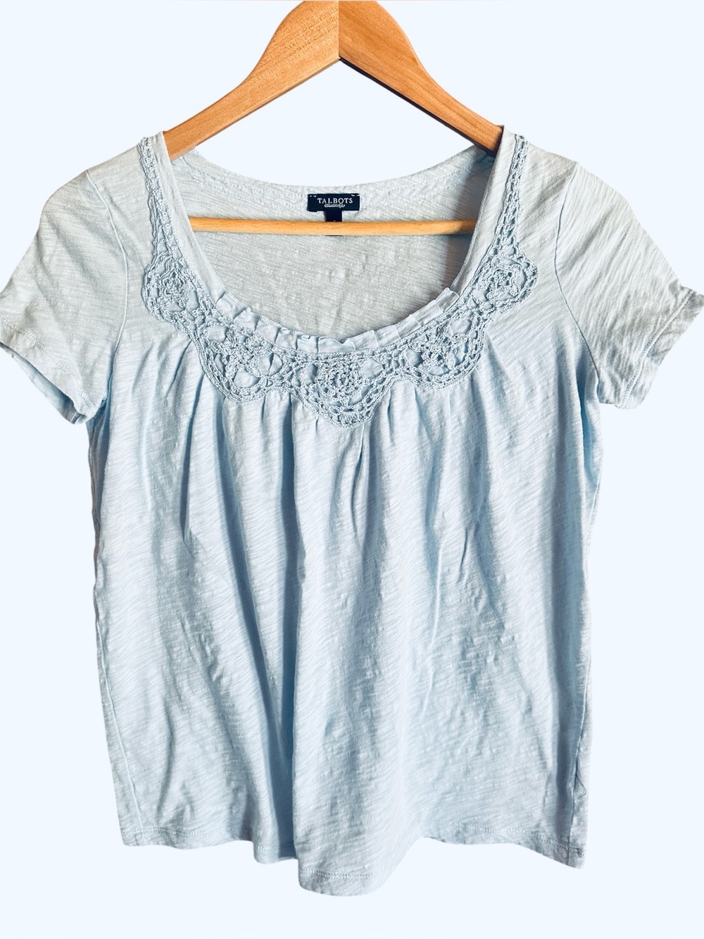 Talbots Light Blue Embroidered/Embellished Top S